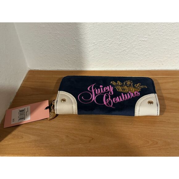 Juicy Couture The Key to Juicy Gusset Zip Around Regal Blue Wallet NWT - Picture 2 of 6